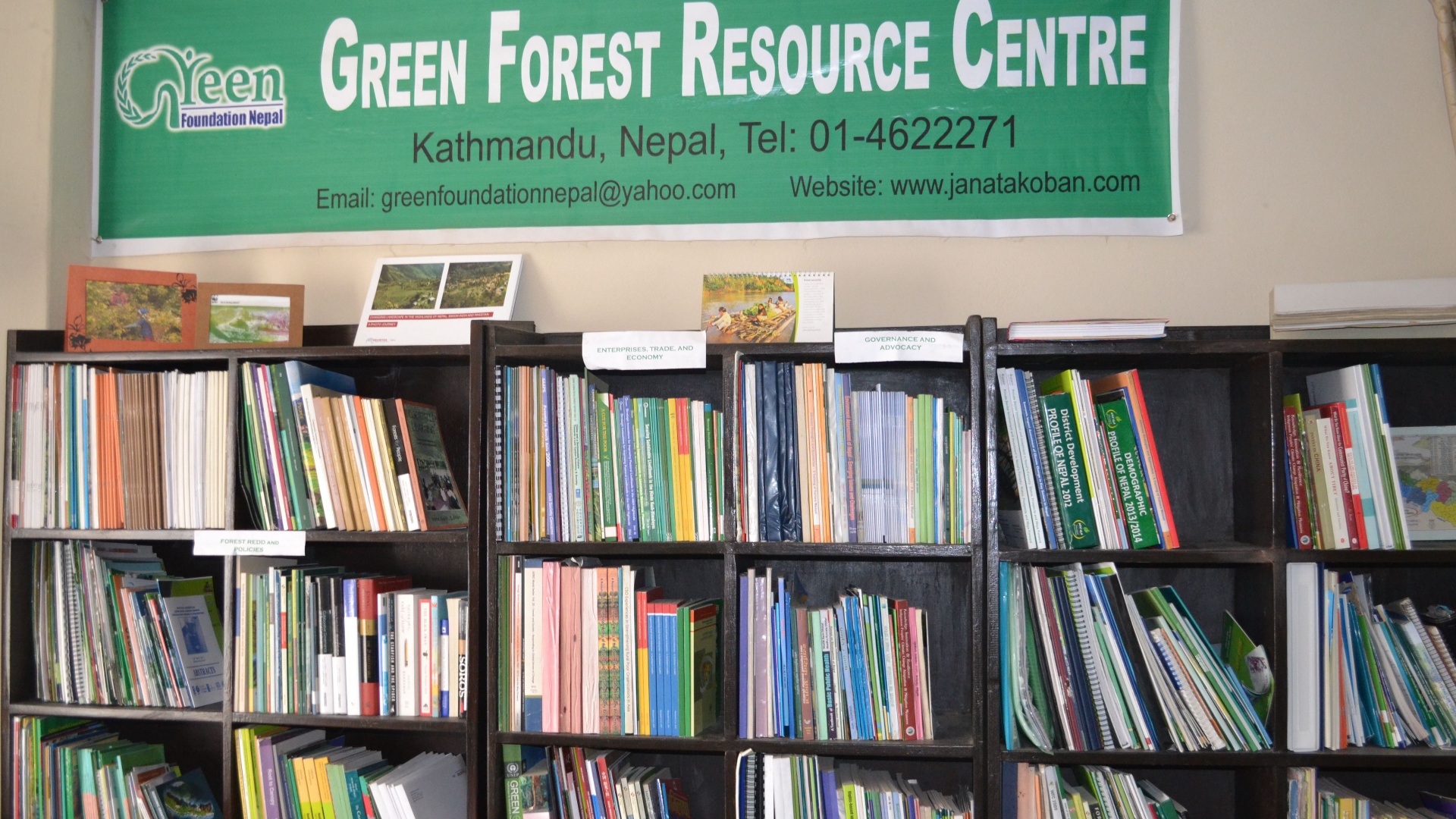 Readers at the Green Forest Resource Center in Green Foundation Nepal’s office